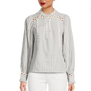 Sam Edelman Vida Stripe Scalloped Top